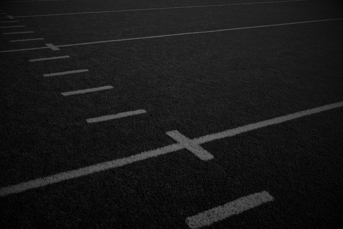 Custom gym turf with sled track markings