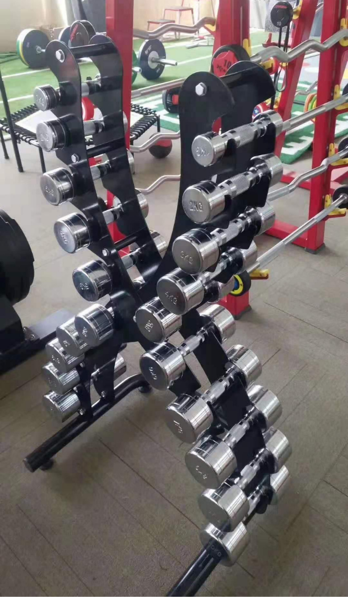 1-10KG-Chrome-Dumbbell-Set-with-Rack-2